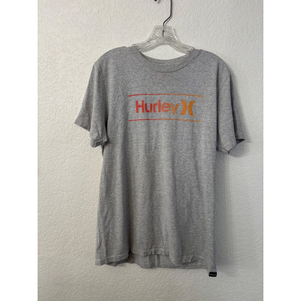 Hurley Graphic T-Shirt Medium Gray Heather Sunset Logo Short Sleeve Tee